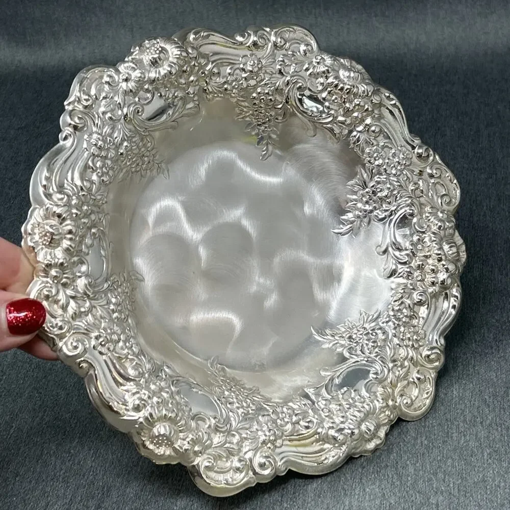 Vintage WMF Ikora Silver Plated Floral Footed Serving Bowl Greece 7.5